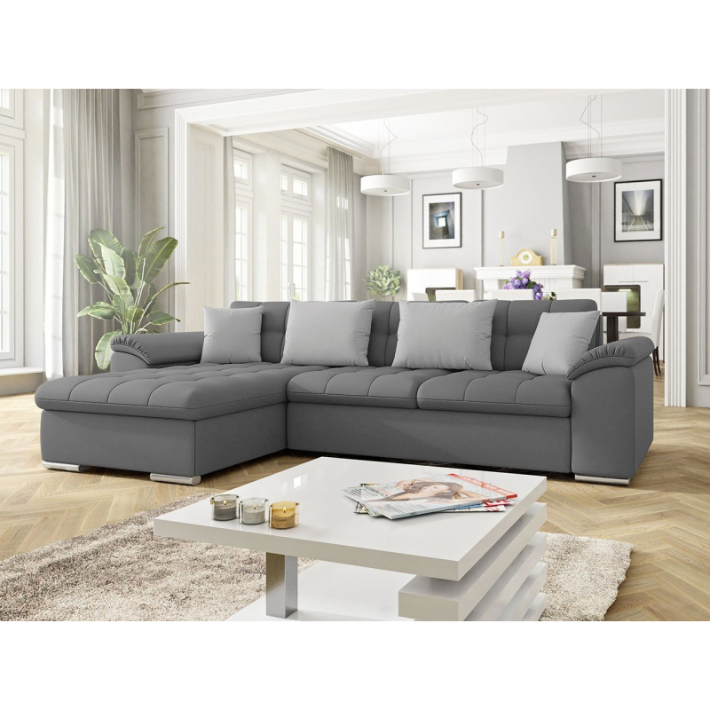 Rohová sedačka na každodenní spaní DELFINA - tmavá šedá / světlá šedá, levý roh