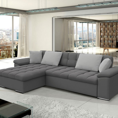 Rohová sedačka na každodenní spaní DELFINA - tmavá šedá / světlá šedá, levý roh