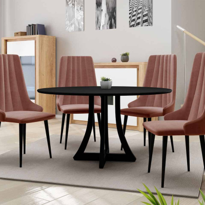 Kulatý jídelní stůl 120 cm se 4 židlemi TULZA 1 - černý / růžový