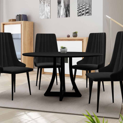 Kulatý jídelní stůl 120 cm se 4 židlemi TULZA 1 - černý