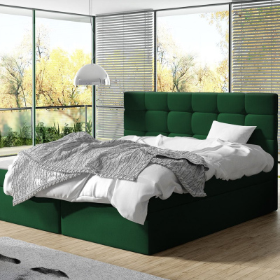 Kontinentální manželská postel 180x200 CAROLA - zelená + topper ZDARMA