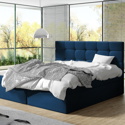 Kontinentální manželská postel 160x200 CAROLA - modrá + topper ZDARMA