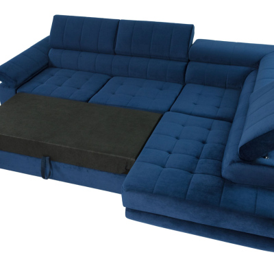 Rozkládací rohová sedačka s úložným prostorem OKLAHOMA - černá, levý roh