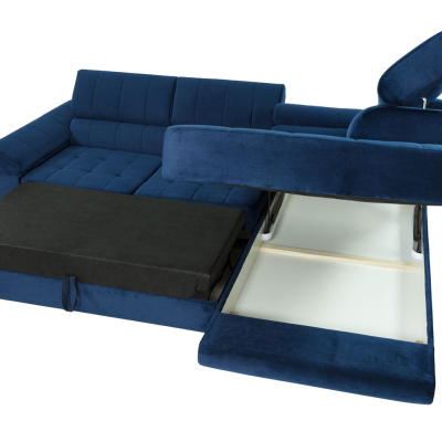 Rozkládací rohová sedačka s úložným prostorem OKLAHOMA - černá, levý roh