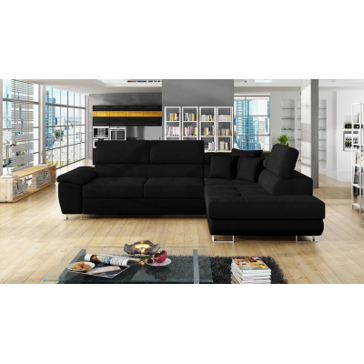 Rohová rozkládací sedačka SAN DIEGO - černá, pravý roh