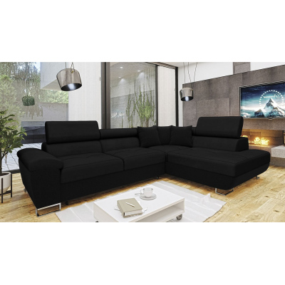 Rohová rozkládací sedačka SAN DIEGO - černá, pravý roh