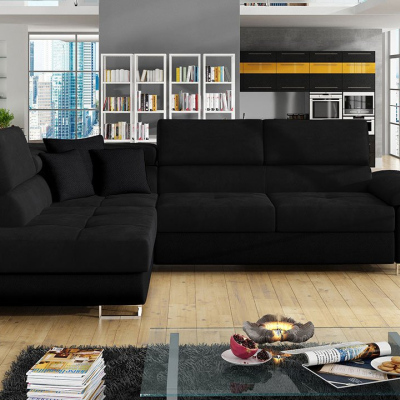 Rohová rozkládací sedačka SAN DIEGO - černá, levý roh