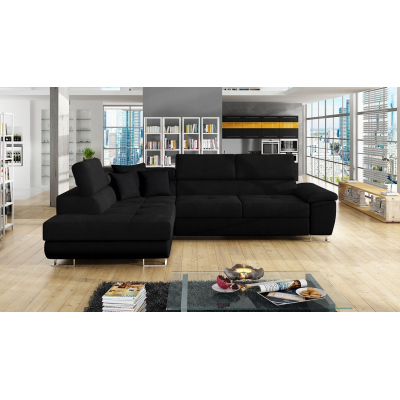 Rohová rozkládací sedačka SAN DIEGO - černá, levý roh
