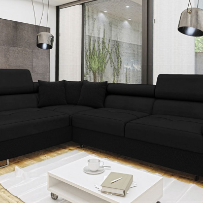 Rohová rozkládací sedačka SAN DIEGO - černá, levý roh