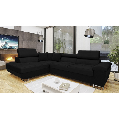 Rohová rozkládací sedačka SAN DIEGO - černá, levý roh