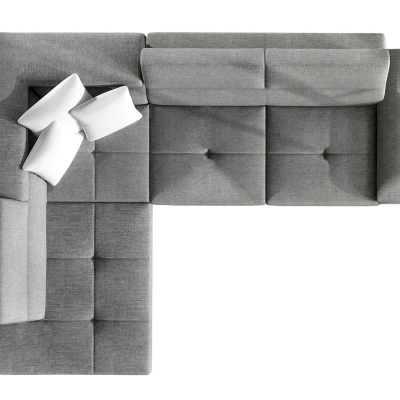 Rohová rozkládací sedačka SAN DIEGO - bílá ekokůže / šedá / červená, pravý roh