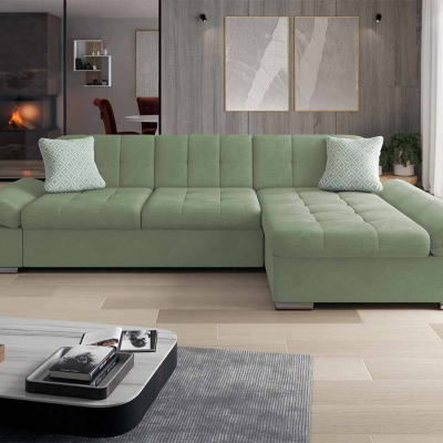 Moderní rohová sedačka HARUKA - světlá zelená 1, pravý roh