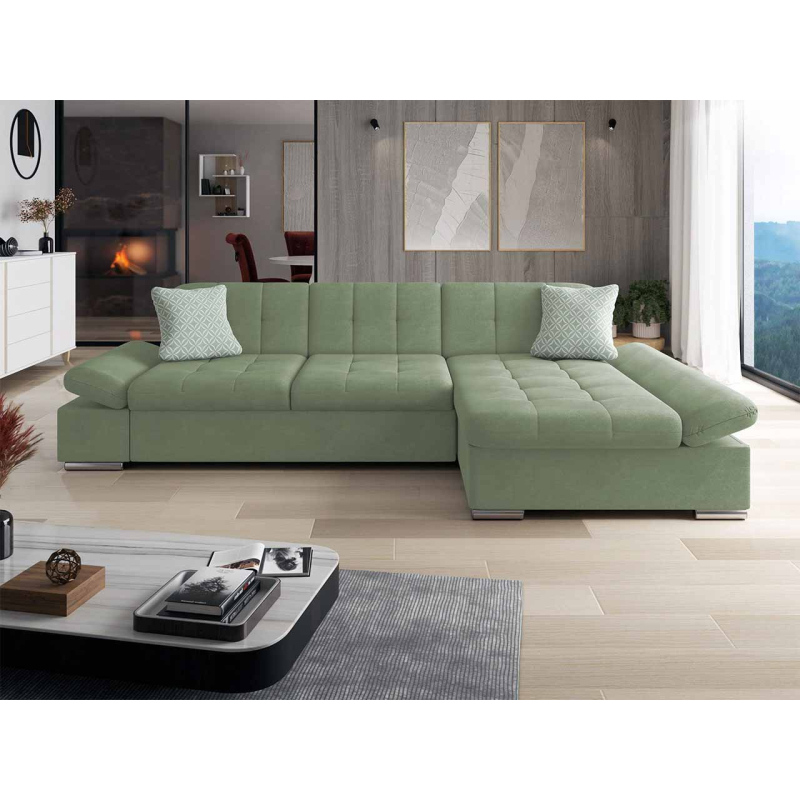 Moderní rohová sedačka HARUKA - světlá zelená 1, pravý roh