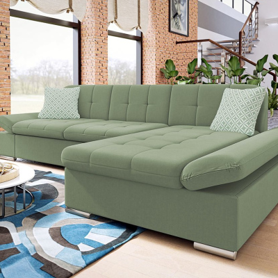 Moderní rohová sedačka HARUKA - světlá zelená 1, pravý roh