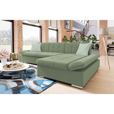 Moderní rohová sedačka HARUKA - světlá zelená 1, pravý roh