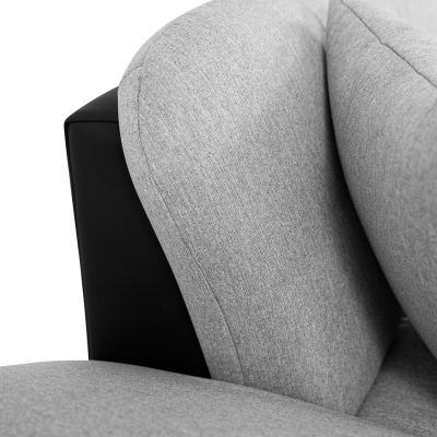 Moderní rohová sedačka HARUKA - bílá ekokůže / šedá, pravý roh