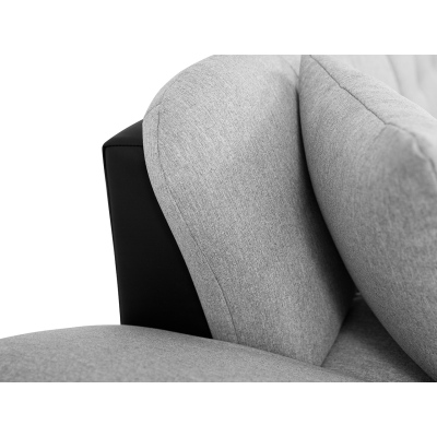 Moderní rohová sedačka HARUKA - bílá ekokůže / světlá šedá, levý roh