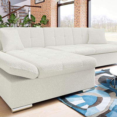 Rohová sedačka na každodenní spaní MARLA - bílá, levý roh