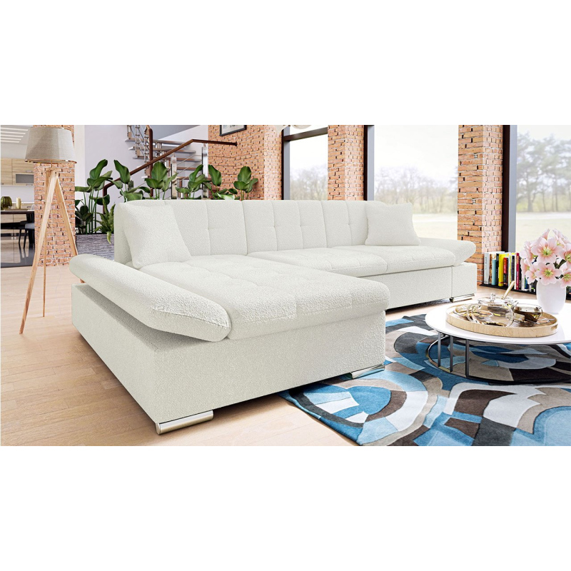 Rohová sedačka na každodenní spaní MARLA - bílá, levý roh