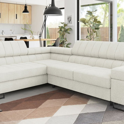 Rohová sedačka na každodenní spaní COLUMBUS - bílá, levý roh