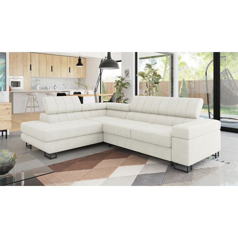 Rohová sedačka na každodenní spaní COLUMBUS - bílá, levý roh