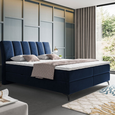 Kontinentální manželská postel 180x200 TALLOW - modrá + topper ZDARMA