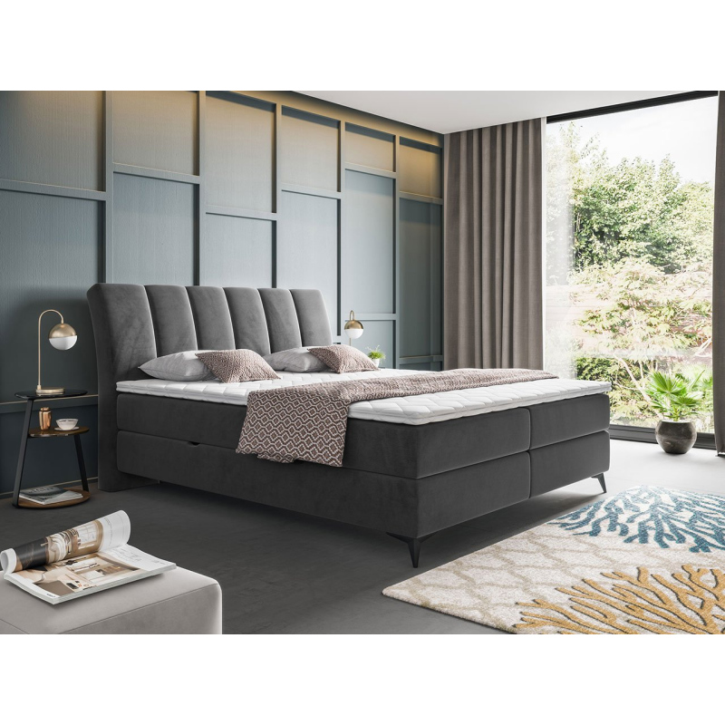 Kontinentální manželská postel 160x200 TALLOW - šedá + topper ZDARMA