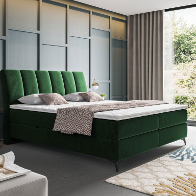 Kontinentální manželská postel 160x200 TALLOW - zelená + topper ZDARMA