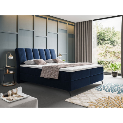 Kontinentální manželská postel 160x200 TALLOW - modrá + topper ZDARMA