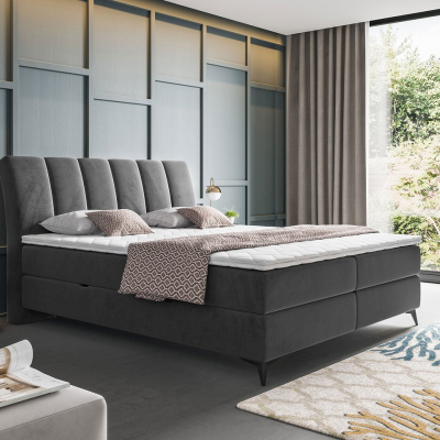 Kontinentální manželská postel 140x200 TALLOW - šedá + topper ZDARMA