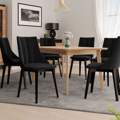 Rozkládací jídelní stůl se 6 židlemi NOWEN 2 - přírodní dřevo / černý 2