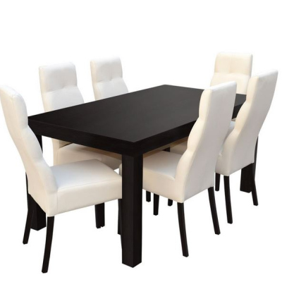 Jídelní set pro 6 osob MOVILE 43 - wenge / bílá ekokůže