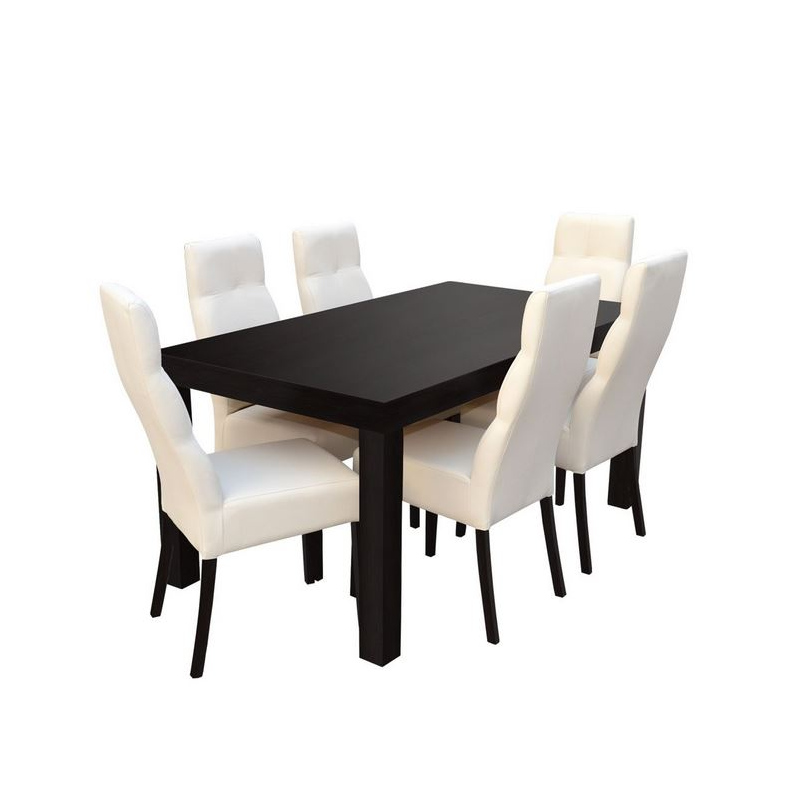 Jídelní set pro 6 osob MOVILE 43 - wenge / bílá ekokůže