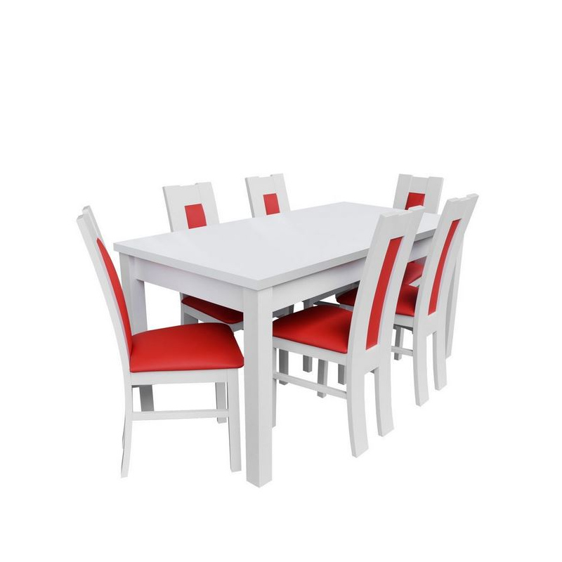 Kuchyňský jídelní set MOVILE 18 - bílý / červená ekokůže