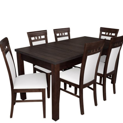 Jídelní set MOVILE 17 - ořech / bílá ekokůže