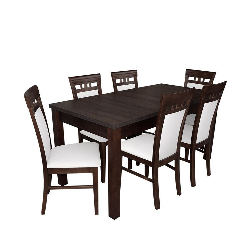 Jídelní set MOVILE 17 - ořech / bílá ekokůže