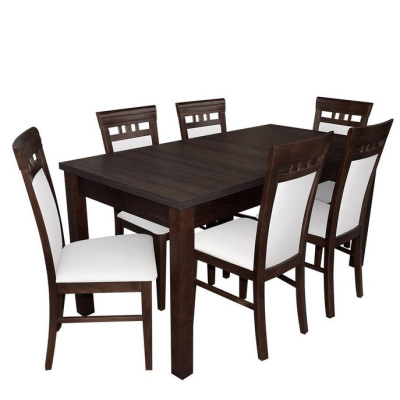 Jídelní set MOVILE 17 - ořech / bílá ekokůže