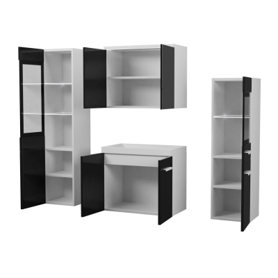 Koupelnová sestava s LED osvětlením YUKO 2 - lesklá bílá / bílá + sifon ZDARMA