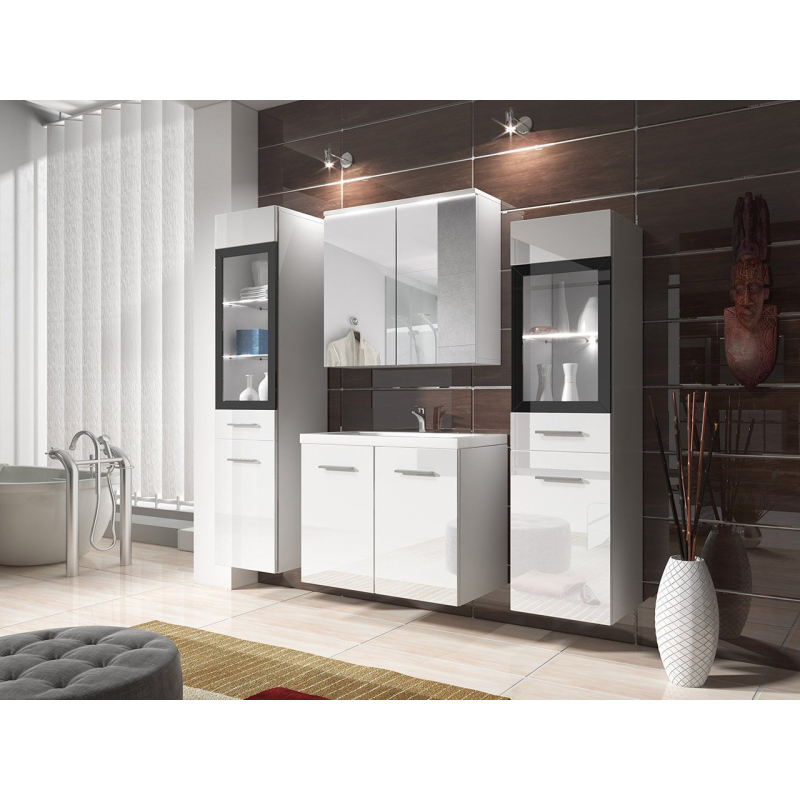 Koupelnová sestava YUKO 2 - lesklá bílá / bílá + baterie Platino