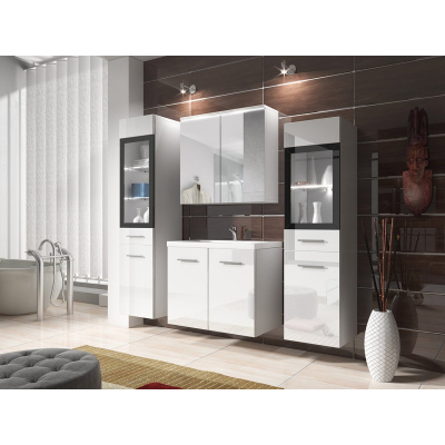 Koupelnová sestava YUKO 2 - lesklá bílá / bílá + baterie Platino