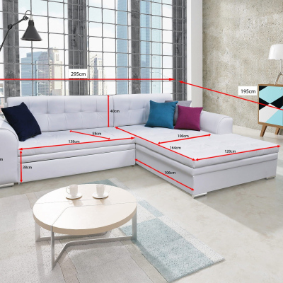 Rohová sedací souprava SANGITA 1 - bílá / šedá