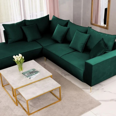 Rohová sedací souprava MYRA - lahvově zelená