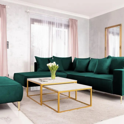 Rohová sedací souprava MYRA - lahvově zelená