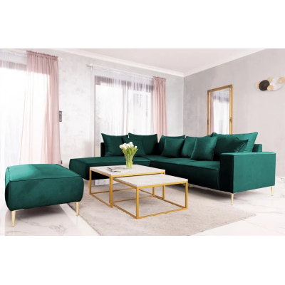 Rohová sedací souprava MYRA - lahvově zelená