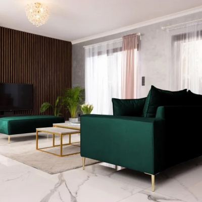 Rohová sedací souprava MYRA - lahvově zelená