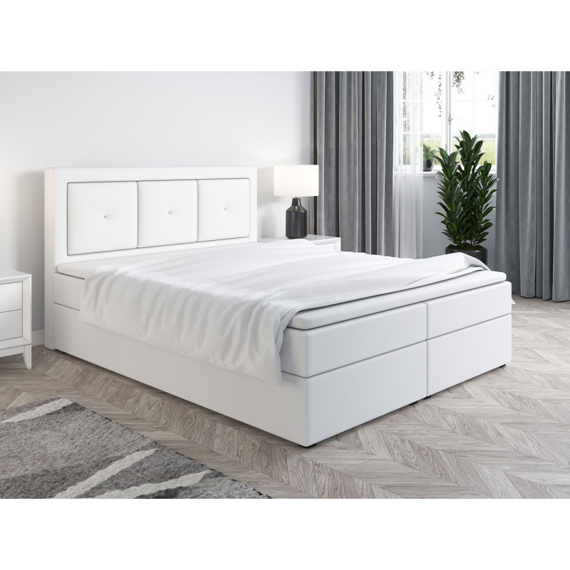 Boxspringová postel LILLIANA 4 - 180x200, bílá eko kůže