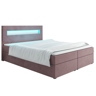Čalouněná postel s osvětlením LILLIANA 3 - 200x200, růžová