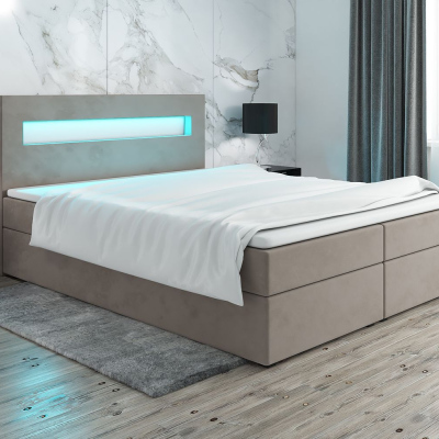 Čalouněná postel s osvětlením LILLIANA 3 - 200x200, béžová