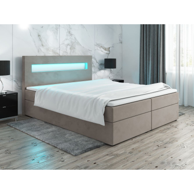 Čalouněná postel s osvětlením LILLIANA 3 - 200x200, béžová