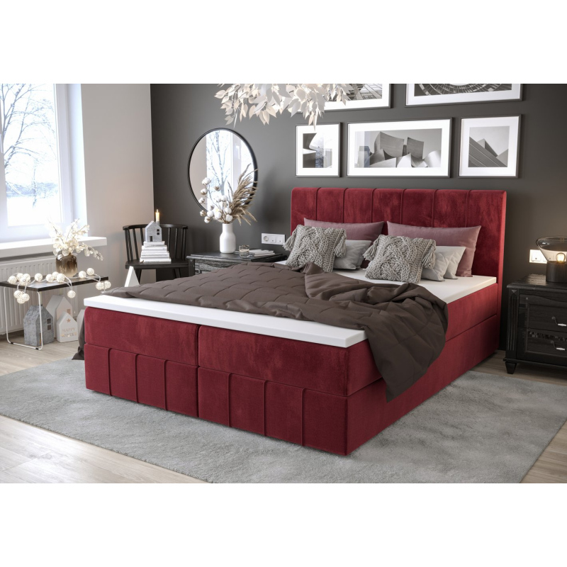 Boxspringová postel MADLEN - 140x200, červená